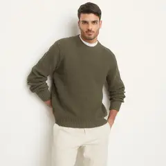 BASEMENT - Chompa Manga Larga Algodón Hombre Cuello Redondo