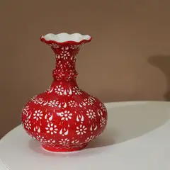 MYTH ARTS - Jarrón Multicolor Cerámica Rojo 15cm