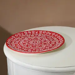 MYTH ARTS - Fuente Redonda Plana Roja Texturada 32cm