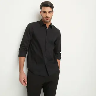 BASEMENT - Camisa Manga Larga Slim Fit Hombre