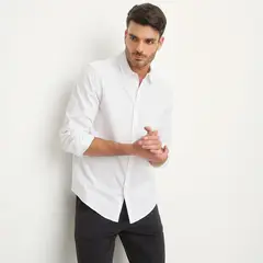 BASEMENT - Camisa Manga Larga Rayas Slim Fit Hombre