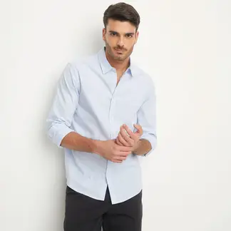 BASEMENT - Camisa Manga Larga Rayas Slim Fit Hombre