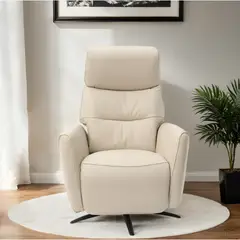 BASEMENT HOME - Sofá Reclinable Eléctrico Nova 1 Cuerpo De Cuero con Independencia de Movimiento y Puerto USB