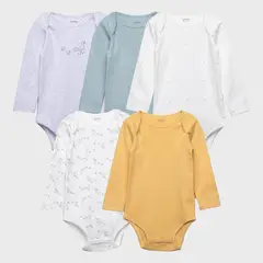 YAMP - Body Bebé Niño Manga Larga Pack X5 Algodón