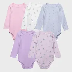YAMP - Body Bebé Niña Manga Larga Pack X5 Algodón