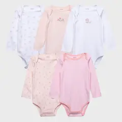 YAMP - Body Bebé Niña Manga Larga Pack X5 Algodón
