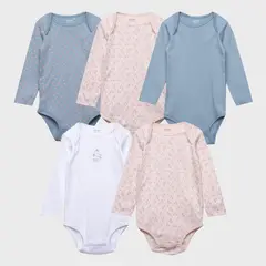 YAMP - Body Bebé Niña Manga Larga Pack X5 Algodón