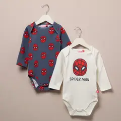 SPIDERMAN - Body Bebé Niño Pack X2 Algodón Spider-man
