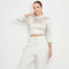 MOSSIMO - Crop Top Manga Larga Deportivo Mujer