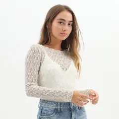 DENIMLAB - Polo Manga Larga Casual Mujer