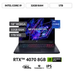 Laptop Gamer Intel Core I9 Rtx4070 32gb 1024sd W11 165hz Predator Neo 16" 14° Va Gen