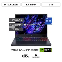 ACER - Gamer Intel Core I9 Rtx4060 32GB RAM 1TB Ssd Predator Neo 16 14°gen 16