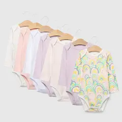 YAMP - Body Bebé Niña Pack X7 Manga Larga Algodón