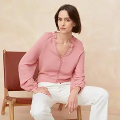 ELLE - Blusa Manga Larga Algodón Mujer