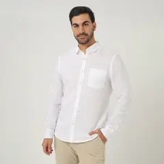 BASEMENT - Camisa Lino Casual Hombre