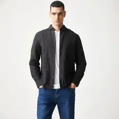 BASEMENT - Camisa Lino Casual Hombre