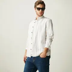 BASEMENT - Camisa Lino Casual Hombre