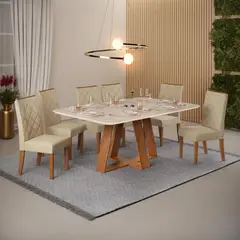 MICA - Juego de Comedor Celeste 6 Sillas