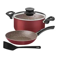 TRAMONTINA - Set Olla 22 Cm Con Sartén 24 Cm Y Espátula