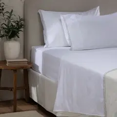 CASA CANTABRIA - Juego De Sábanas Bordadas 100% Algodón 300 Hilos