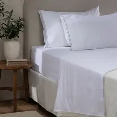 CASA CANTABRIA - Juego De Sábanas Bordadas 100% Algodón 300 Hilos