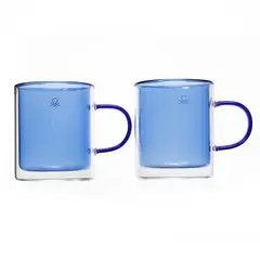 BENETTON - Set X2 Tazas Doble Pared Azul 350 Ml