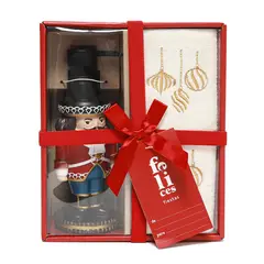 MICA - Set X3 Navideño Cascanueces: Dispensador De Jabón + 2 Toallas
