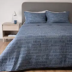 MICA - Cubrecama Estampado Reversible Mar