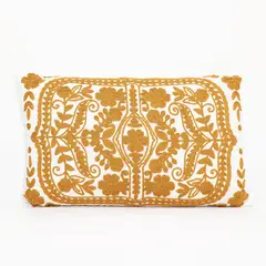 MICA - Cojín Bordado Mostaza