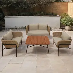 MICA - Juego De Sala De Terraza Parma 2-1-1 Cuerpos Con Mesa De Centro
