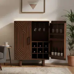 BASEMENT HOME - Bar Perth 2 Puertas Con Porta Botellas