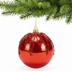 MICA - Adorno Árbol Bola Glam Roja 10cm