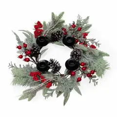 MICA - Centro De Mesa Navideño 4 Velas Rojo 45cm