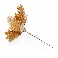 MICA - Rama Flor Navideña Poinsettia Dorada 20cm