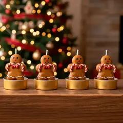 MICA - Set 4 Vela Navideña Navideña Jengibre 8x6x5cm