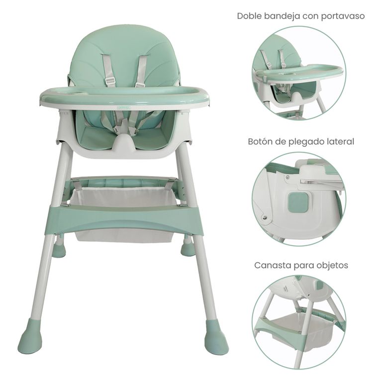 Silla de Comer Bebé Plegable 2 en 1 Torino