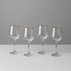 ROBERTA ALLEN - Set X4 Copas de Vino Borde Dorado 420 Ml