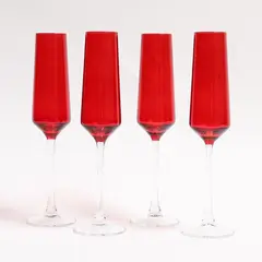 ROBERTA ALLEN - Set X4 Copas de Champagne Rojas 190 Ml