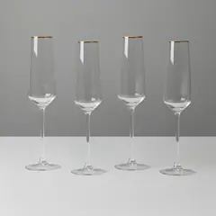 ROBERTA ALLEN - Set X4 Copas de Champagne Borde Dorado 190 Ml