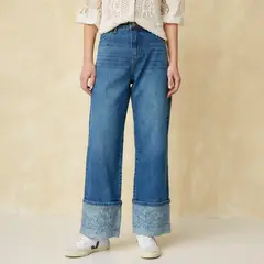 UNIVERSITY CLUB - Jean Wide Leg Tiro Alto Mujer