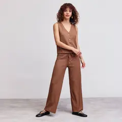 UNIVERSITY CLUB - Pantalón Wide Leg Tiro Medio Mujer