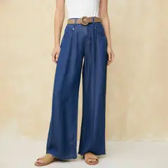 UNIVERSITY CLUB - Pantalón Wide Leg Tiro Alto Mujer