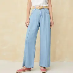 UNIVERSITY CLUB - Pantalón Wide Leg Tiro Alto Mujer