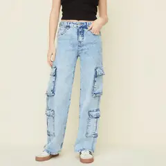 SYBILLA - Jean Cargo Tiro Medio Mujer