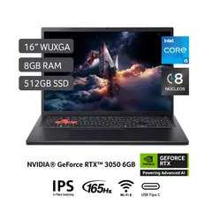 Laptop Gamer Nitro Lite Rtx 3050 Intel Core I5-13420h 8gb 512ssd 16" Wuxga Nvidia Geforce