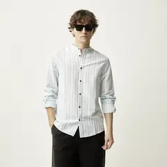 BASEMENT - Camisa Lino Casual Hombre