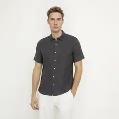 WOLF&HANK - Camisa 100% Lino Casual Regular Fit Hombre