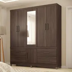 MICA - Ropero Guaruja 6 Puertas 4 Cajones con Espejo