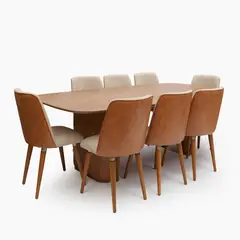 BASEMENT HOME - Juego de Comedor Lintz 8 Sillas - Marrón