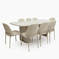 BASEMENT HOME - Juego de Comedor Lintz 8 Sillas - Beige